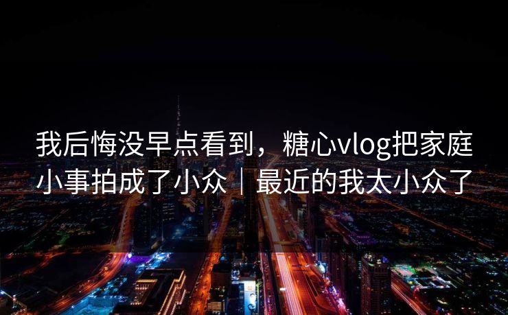 我后悔没早点看到,糖心vlog把家庭小事拍成了小众|最近的我太小众了