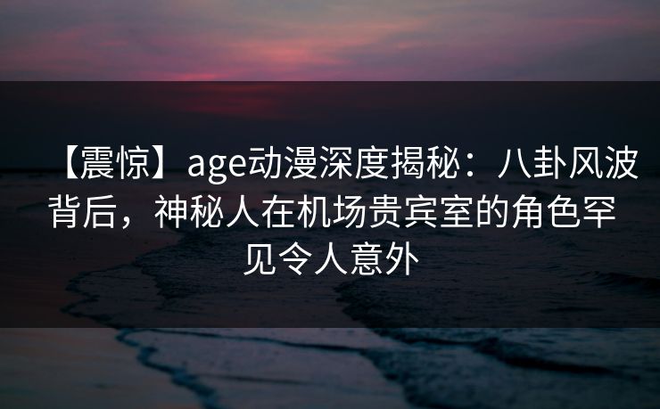 【震惊】age动漫深度揭秘：八卦风波背后，神秘人在机场贵宾室的角色罕见令人意外