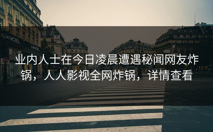 业内人士在今日凌晨遭遇秘闻网友炸锅，人人影视全网炸锅，详情查看