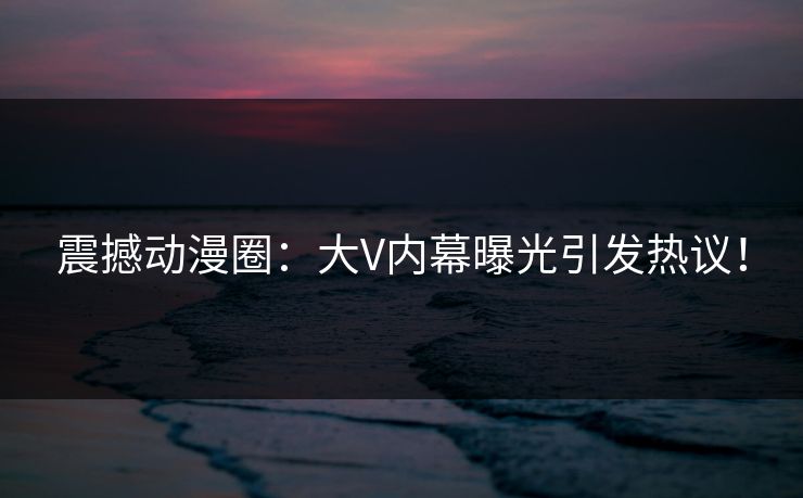 震撼动漫圈：大V内幕曝光引发热议！