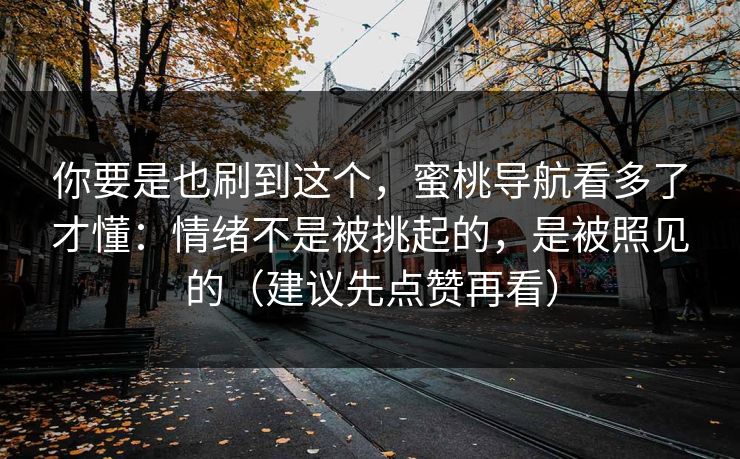 你要是也刷到这个，蜜桃导航看多了才懂：情绪不是被挑起的，是被照见的（建议先点赞再看）
